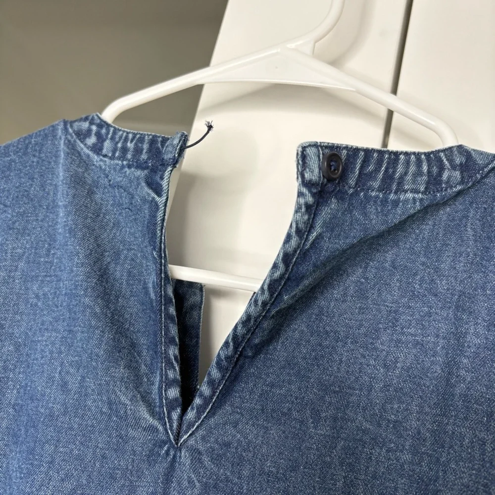 NWT J. Crew Girls' Puff-sleeve Dress Drapey Denim Rylan Medium Wash Blue